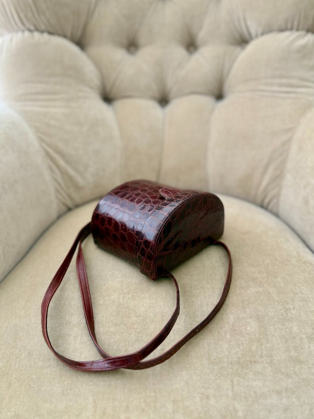 VTG Auth. MAXIMA Italy Genuine Alligator MINI Camera Minaudiere Croassbody Bag - Picture 4 of 8